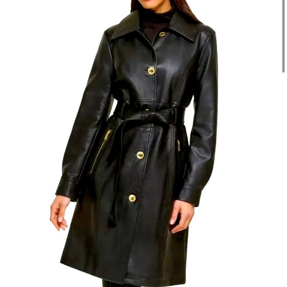 Guess Jackets & Blazers - Guess belted faux leather trench coat